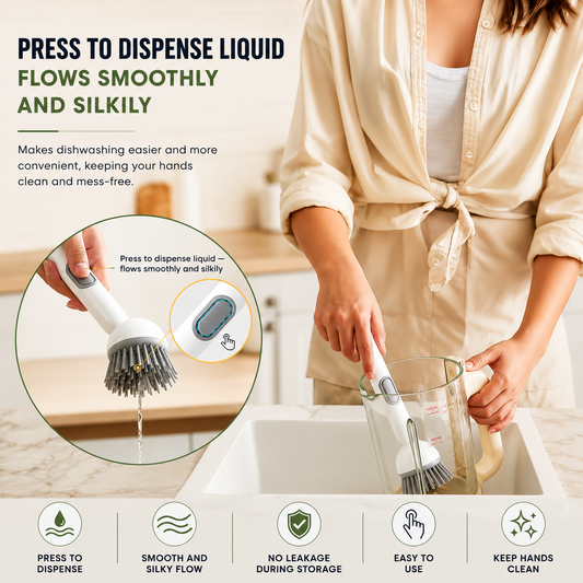 Soap Dispensing Dish Brush | Press to Clean | No Mess Hands